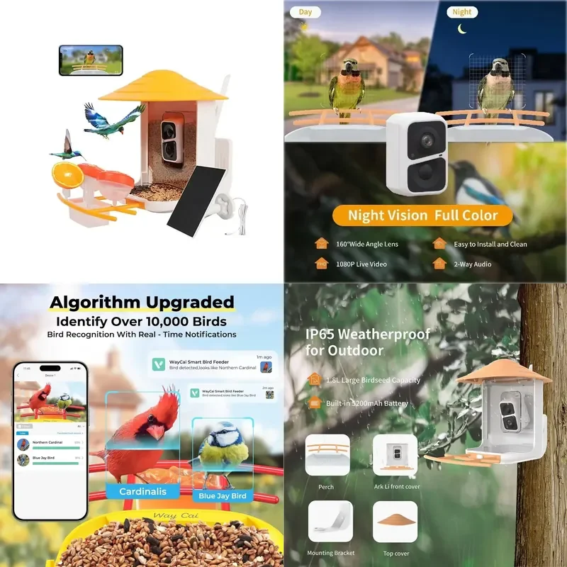 AI detects 10,000+ bird species movements activated smart home Vico Home bird feeder cameras with solar panels