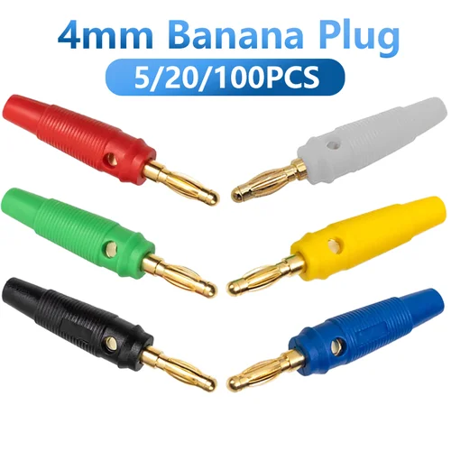 5/20 piezas 4mm enchufes cobre puro chapado en oro Cable de altavoz Musical Pin conectores de clavija de plátano