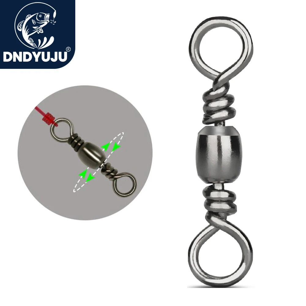 DNDYUJU 50pcs Carbon Steel Brass Barrel Fishing Swivels Solid Ring Fishing Line Connector Swivels Fishing Tackle Tool