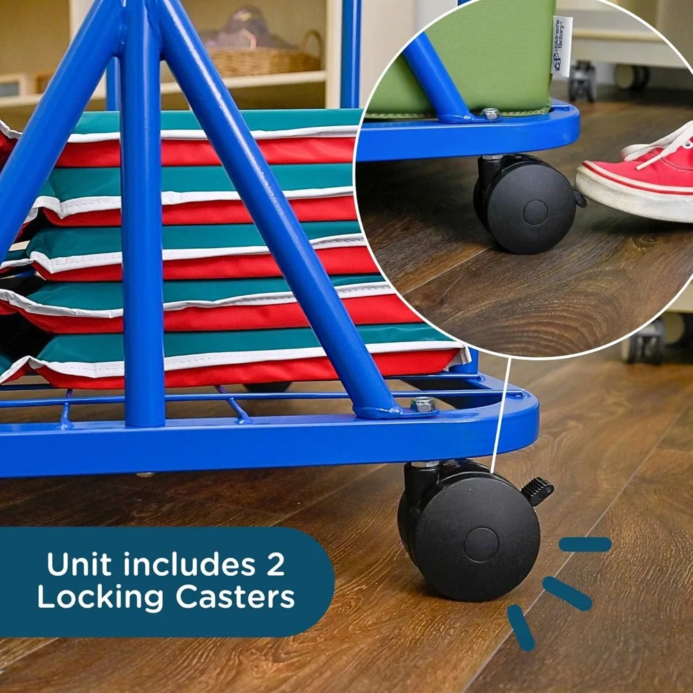 منظم عربة الفصول الدراسية المحمول، حل تخزين متنقل لسجادات القيلولة ومعدات اللعب الناعمة، عربة دوارة للنوم والشاي #5