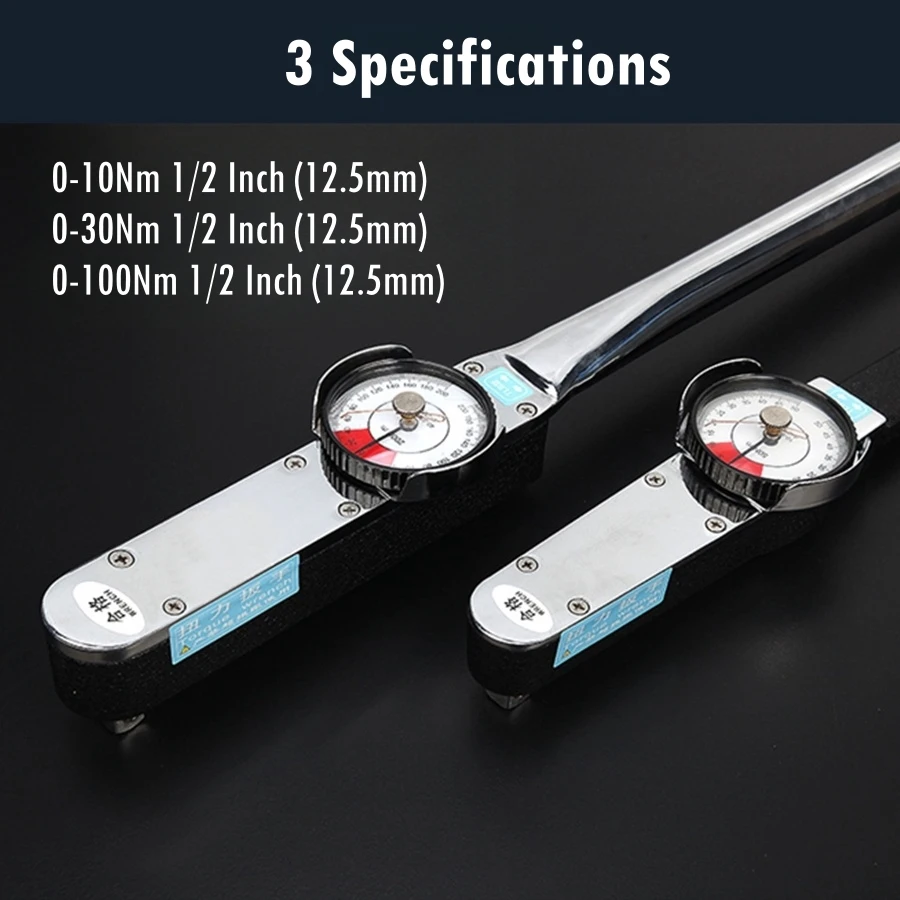 0-100 Nm High Precision Dial Indicator Torque Wrench Indicating Torque-meter 1/2