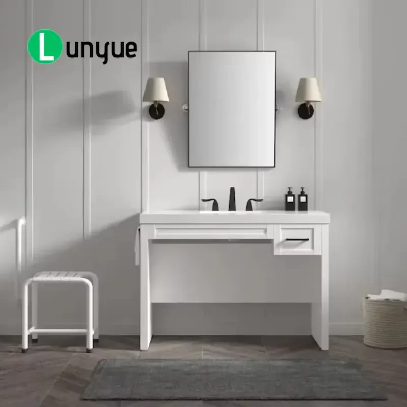 Modern Lacquered Bathroom Vanity Floor to Ceiling Dressing Stand Wheelchair Accessible Storage Cabinet Home Furniture