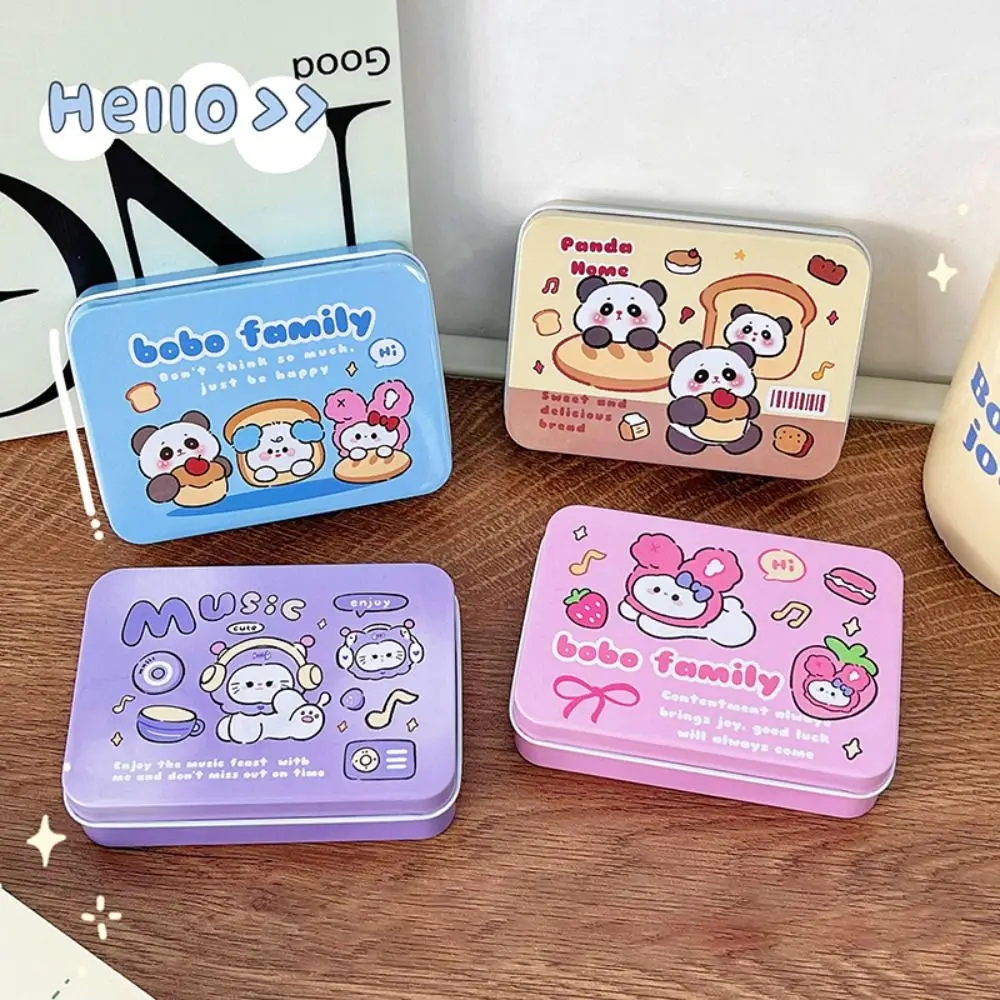 

Mini Cartoon Bear Jewelry Storage Box Empty Classic Candy Tinplate Box Rectangular Multifunction Wedding Candy Box Bride