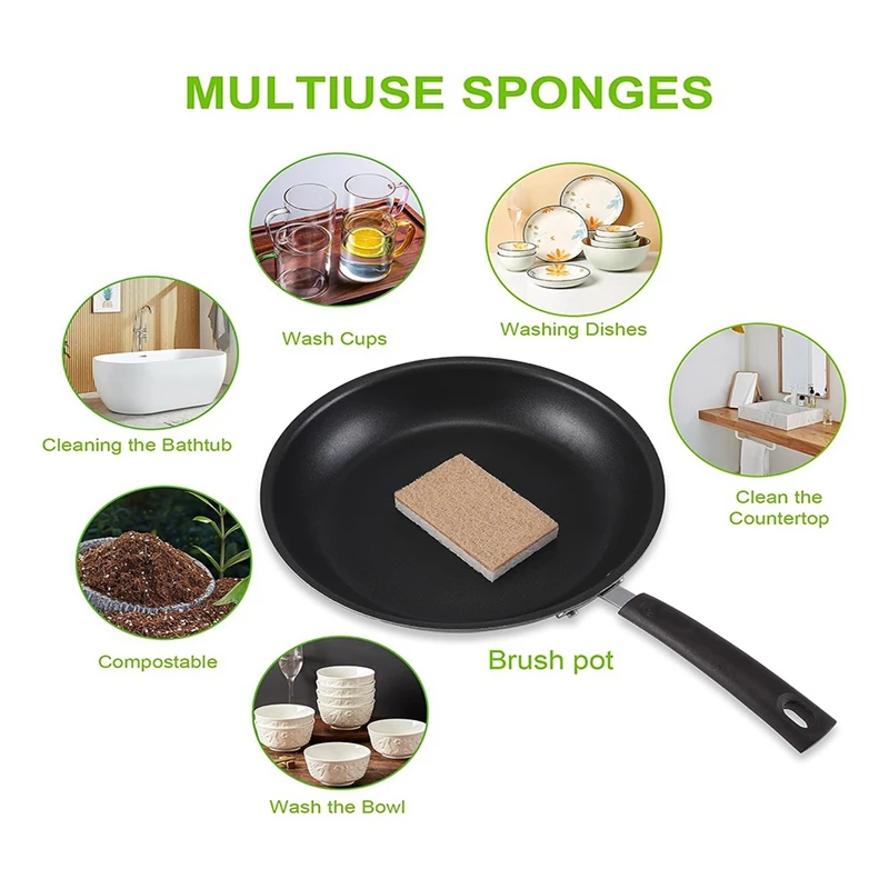 16Piece Biodegradable Compostable Cellulose Eco Friendly Sponge For Dishes Cleaning