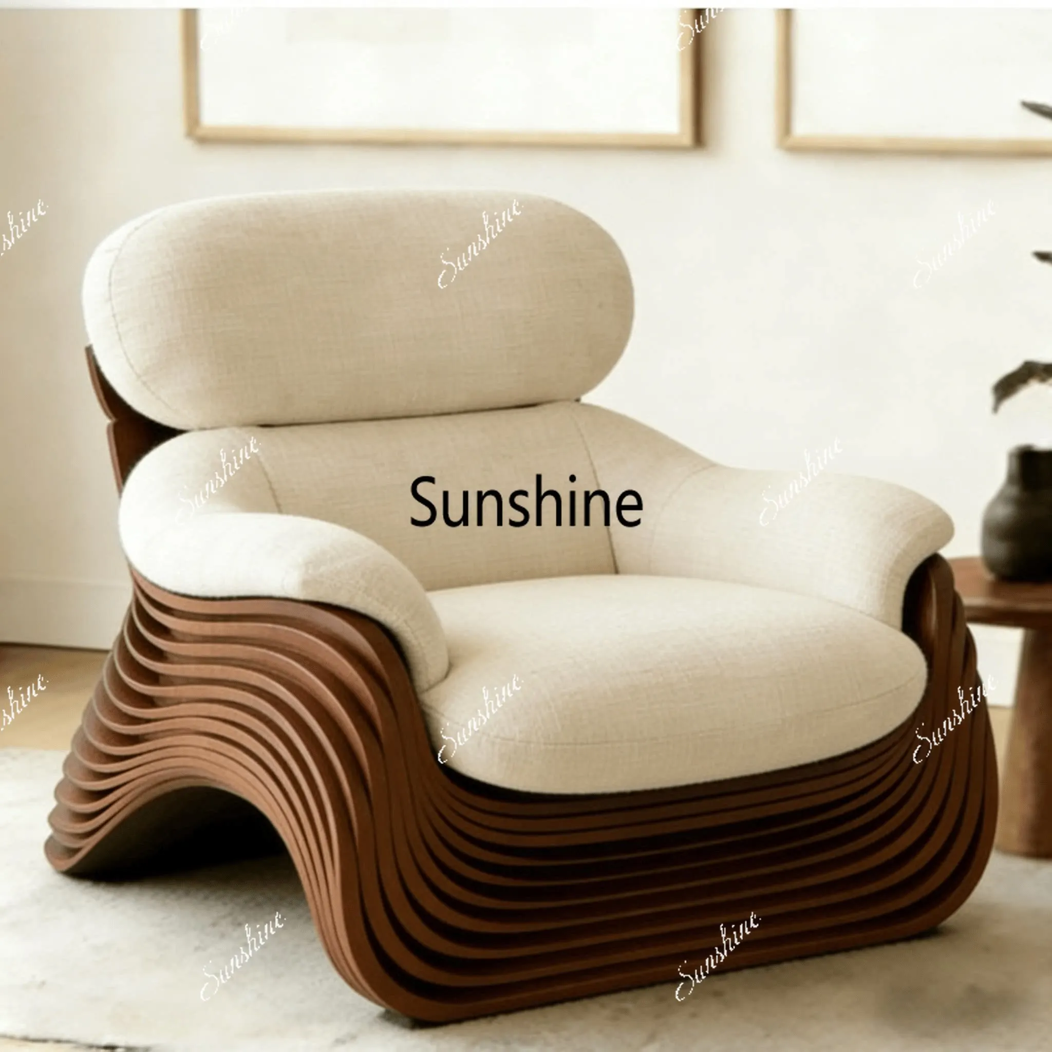 

New Chinese black walnut single solid wood sofa 2026 new home lazy sofa designer high sense