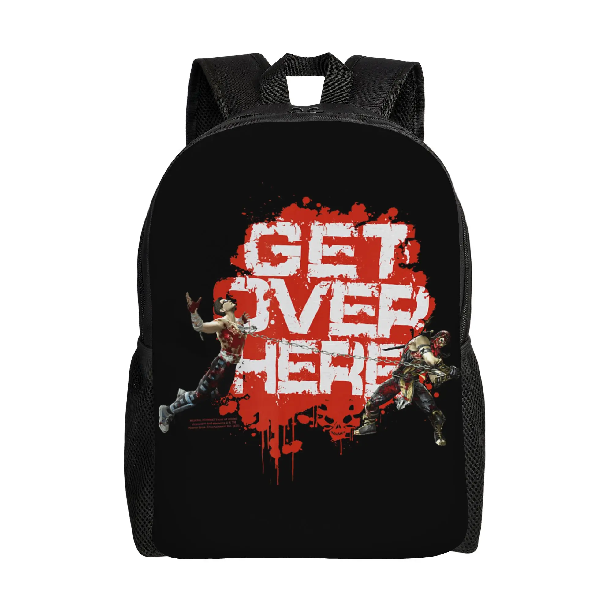 

Mortal Kombat Get Over Here Backpack for Men Women Teenage Student Daypack Laptop Computer Shoulder Bag with Pocket