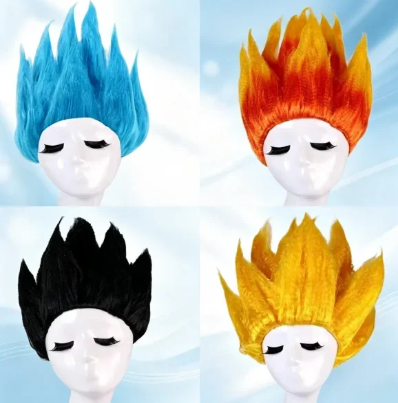 2026 New Cosplay Costume Wig for Kids- Fluffy Saiyan Lianhua Head Style of Son Goku with Gold Wig