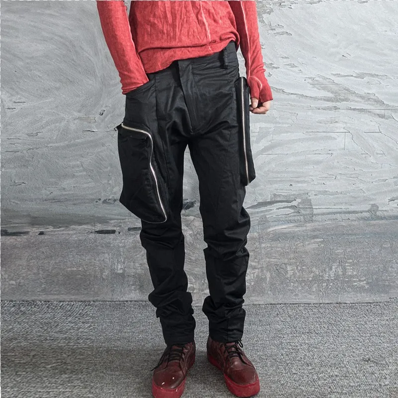 Special-Interest Design Dark Fashion Large Pocket Overalls Casual Trousers Men