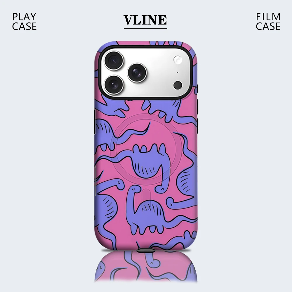 Lustiges Dinosaurier-Muster Handyhülle für Magnetische iPhone 17 16 15 14 13 Pro Max Plus Ein-/Doppelschichtige Robuste Hülle