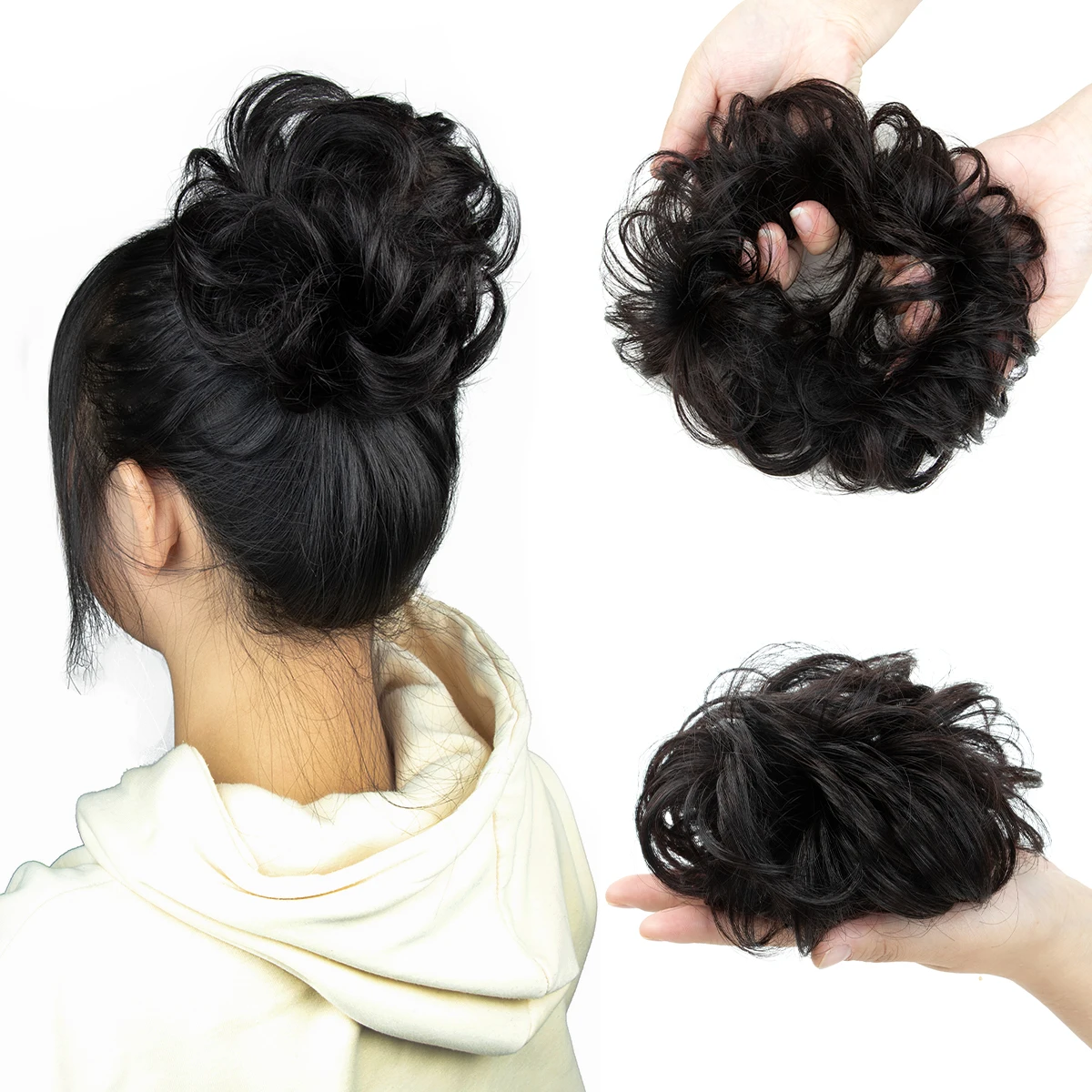 

MRS HAIR Новое поступление, вьющиеся натуральные человеческие волосы, пучок, шиньон, прическа, пончик, настоящие наращивание волос, гибкая резинка, кусок волос 40 г