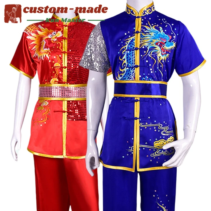 

Custom Martial Arts Uniform Kung Fu Suit with Dragon Embroidery Southern Fist Long Fist Reinforced for KungFu Forms Competition