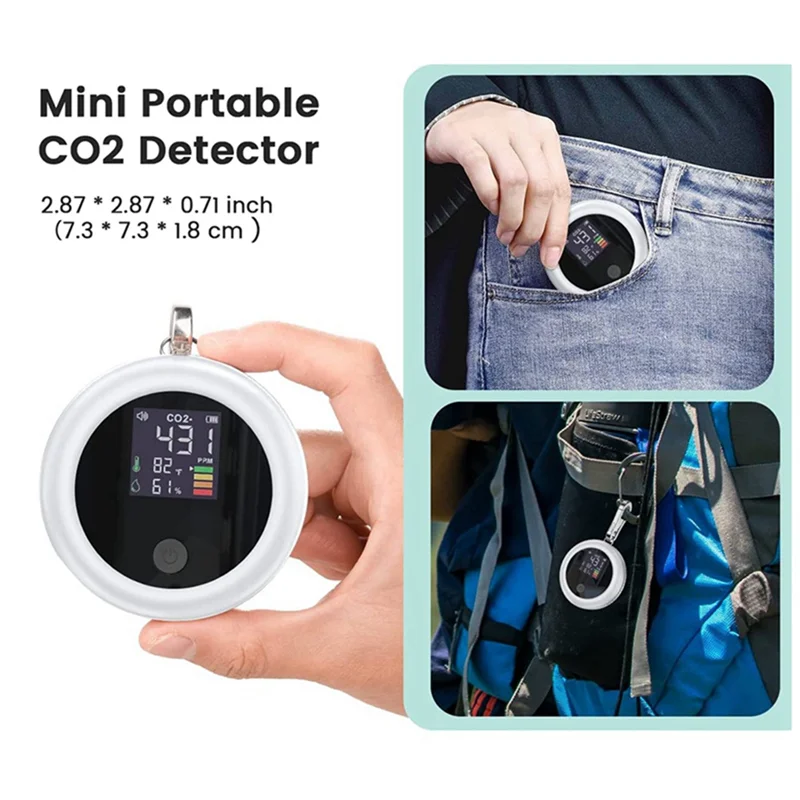 

AD23-Air Quality Carbon Dioxide Monitor With Alarm With 400-5000 PPM-NDIR CO2 Tester(White)
