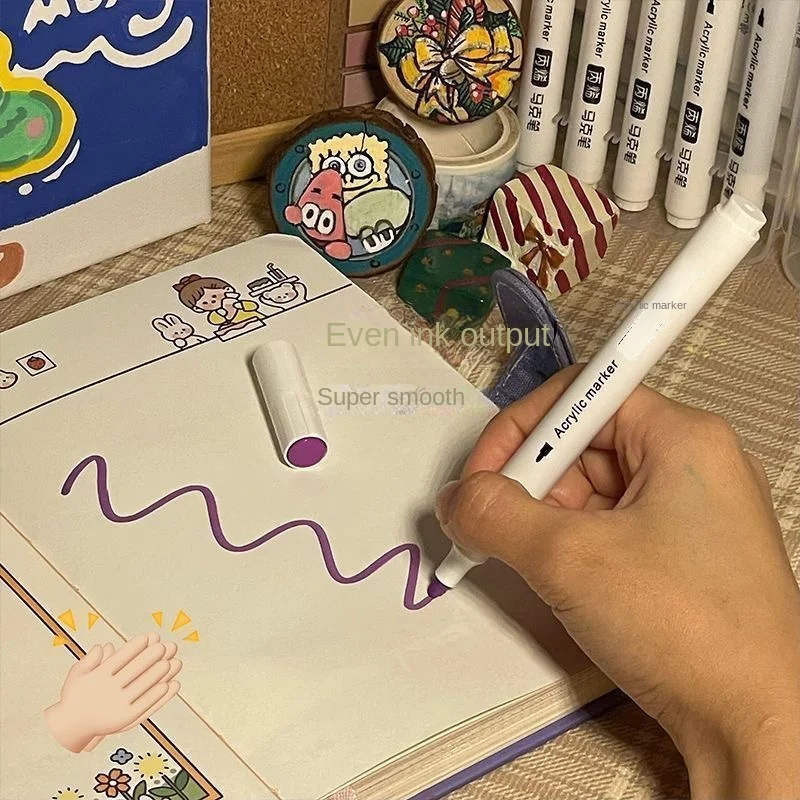 12/48/80 قطعة علامات ألوان أكريليك قلم رسم فني رسم يدوي لبطاقة الصخور الخشب الحجر الزجاج الأطفال اللوازم المدرسية