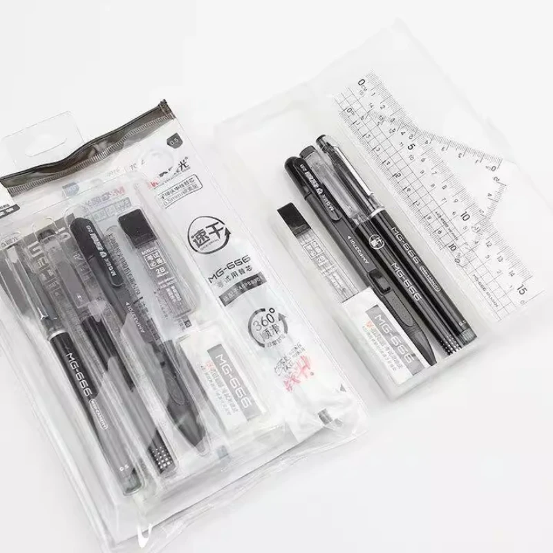 M&G 11pcs Stationery Set, 2B Pencil, Gel Pen and Refills, Ruler, Eraser Including for Primary and Middle School Students