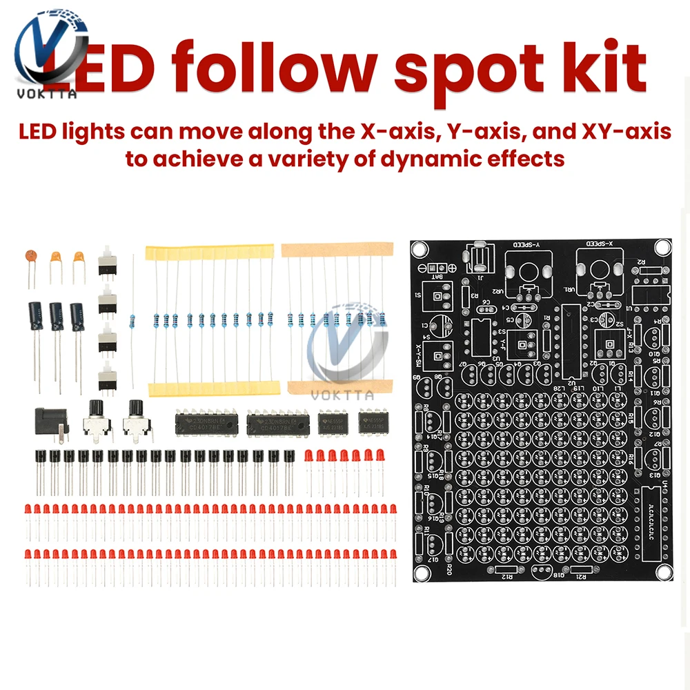 DC 4.5-9V 81 LED 추적 조명 DIY 키트 게임 X/Y축 모바일 조절 가능한 흐르는 물 조명 LED 용접 전자 연습 키트