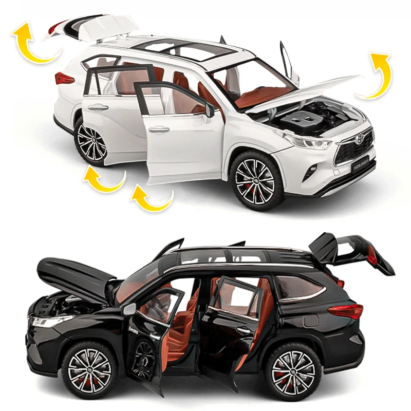 1:24 Highlander SUV Alloy Car Model Diecast & Toy Metal Off-road Vehicles Car Model Simulation Sound and Light Kids Gifts