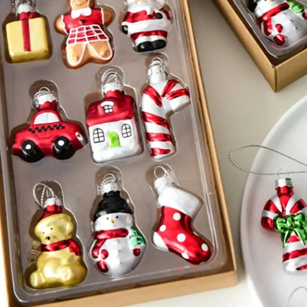 

Holiday themed glass snowman ornament designed for Christmas tree and home decor from unique House and Car decorative series