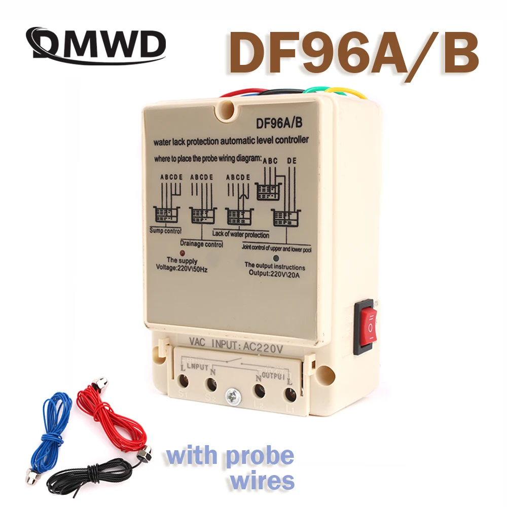 DF-96D 96DK  A/B Automatic Water Level Controller Switch 10A 220V Water tank Liquid Level Detection Sensor Water Pump Controller