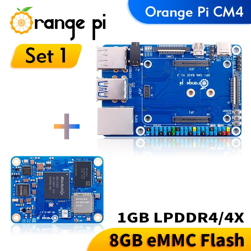 Orange Pi CM4 + Base Board 1GB Ram RK3566 8GB Emmc WIFI5-BT5.0 Orange Pi Compute Module 4 Run Android Ubuntu Debian Orangepi CM4