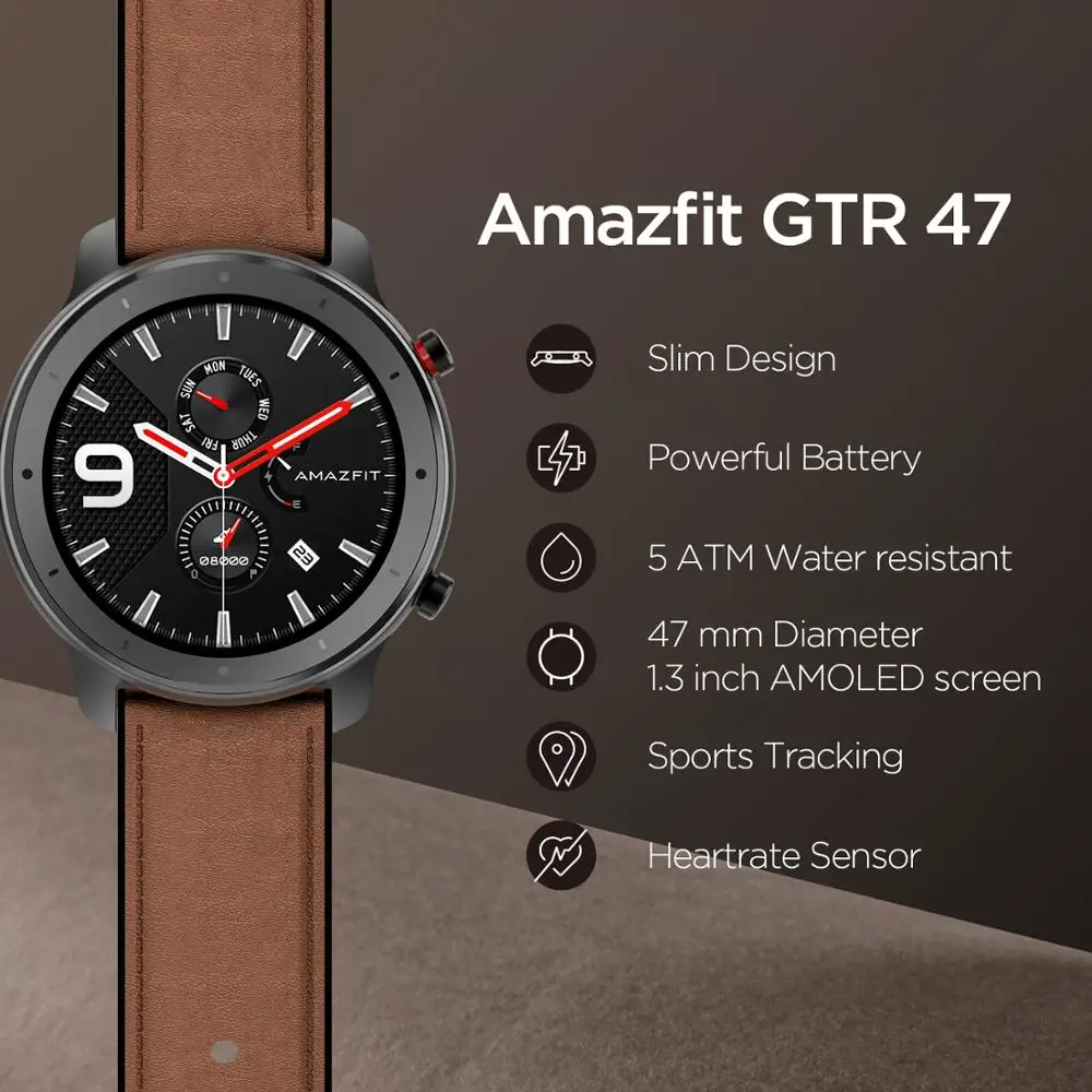 Amazfit GTR 47 Smartwatch 5ATM Fashion Smart Watch Music Control For Android IOS Phone 95 New Used Item No Box