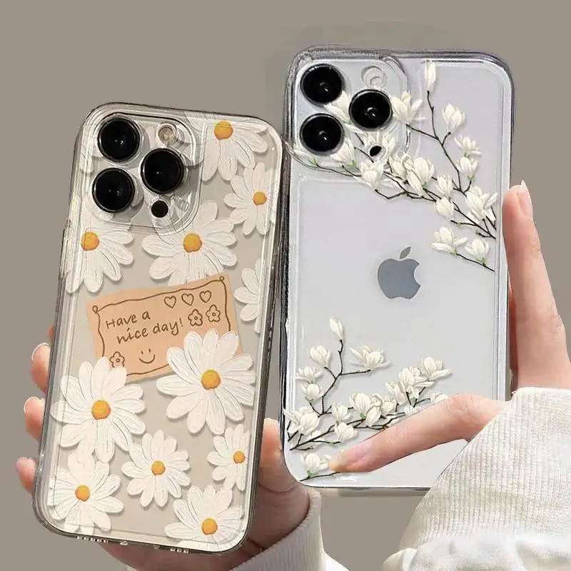 Flower Daisy Floral Clear Case for Huawei Honor 90 Lite X9A 5G X7B X8B X9B Y9 Prime 2019 Nova 3i 5T 9 SE P40 Lite P30 Pro Cover