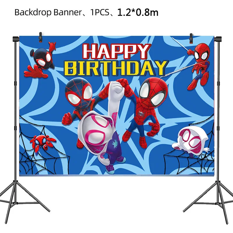 New SpiderMan Theme Birthday Party Decoration Marvel\'s Spidey And His Amazing Friends Aluminum Foil Balloon Disposable Tableware