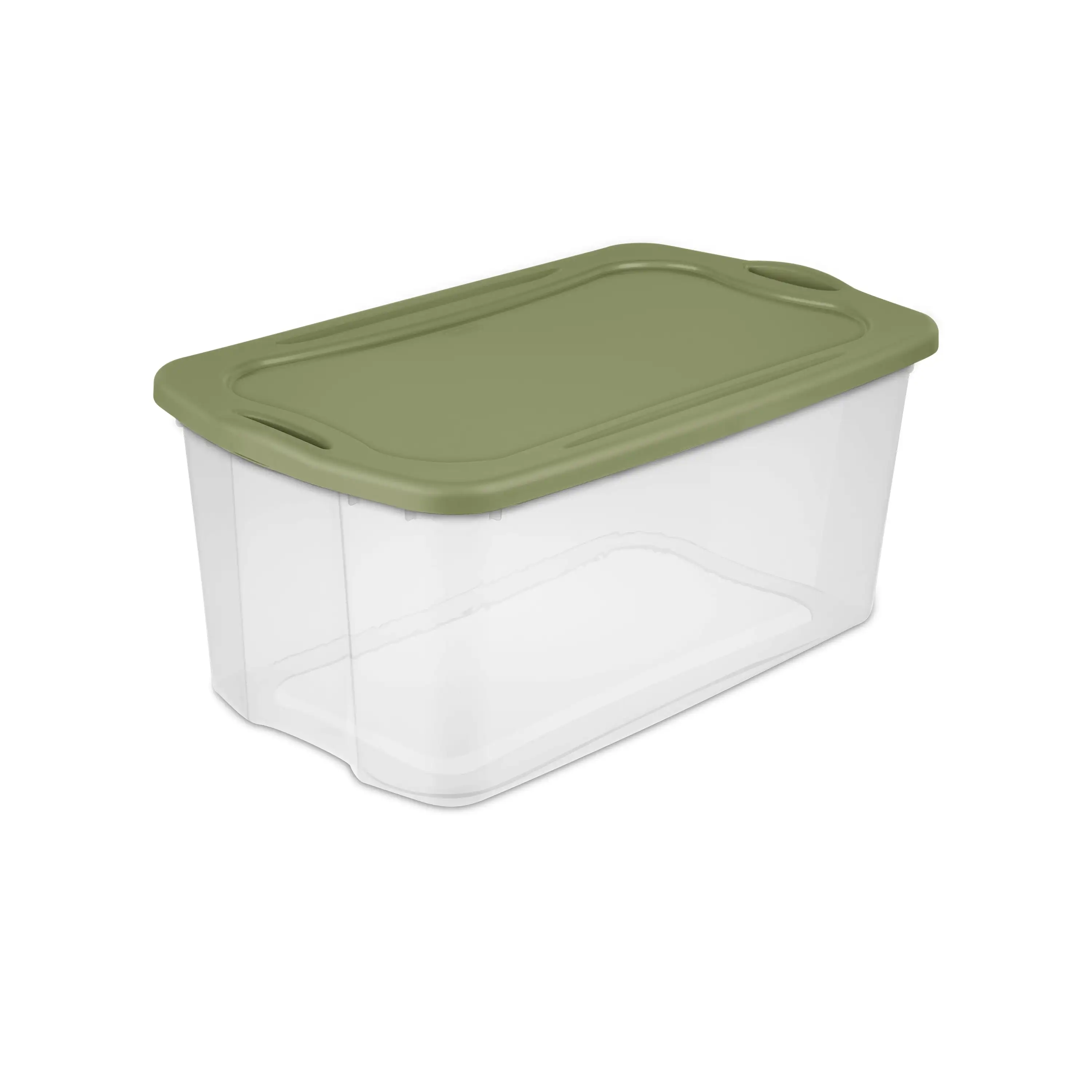 

EZ Carry 120 Quart Extra-Large Storage Bin, Clear Plastic Storage Container with Full-Grip Handles, Green