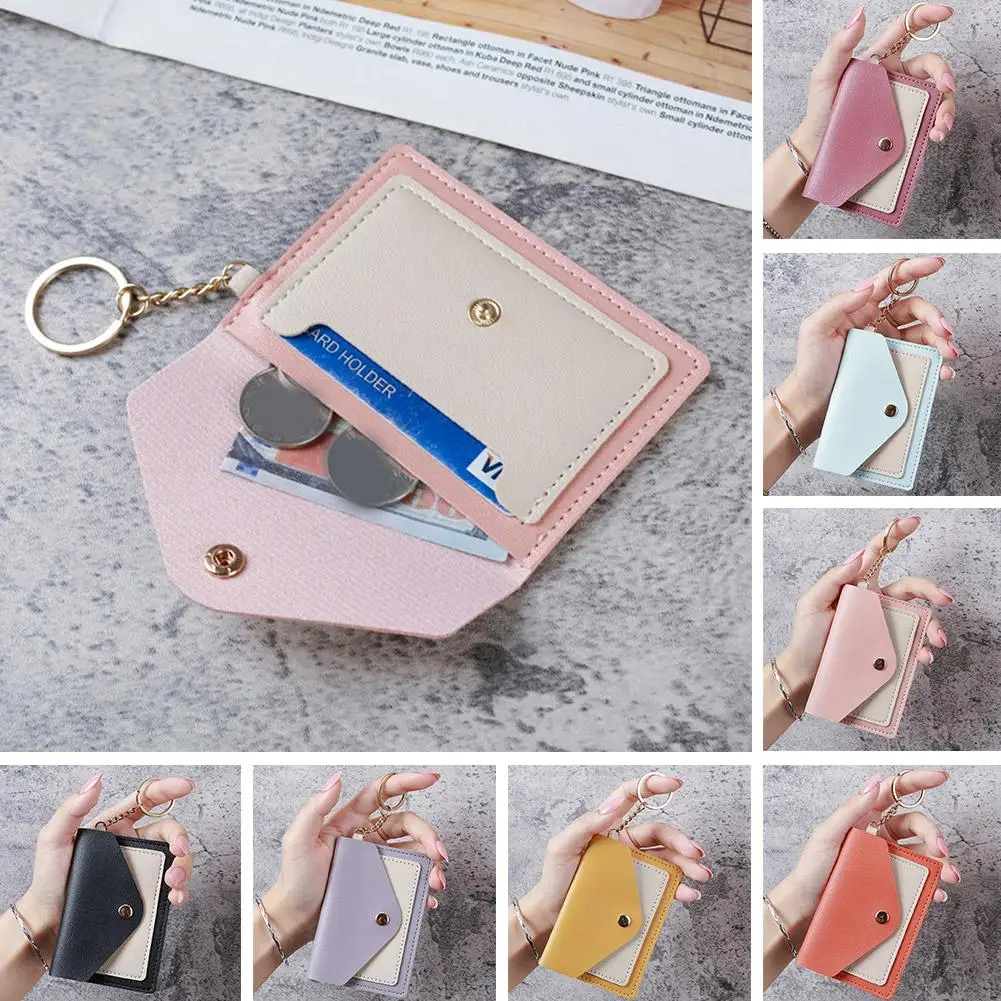 Small Wallet Women Fashion Small Wallet Purse Solid Credit Card Color Holder Bags Wallet Leather Mini Coin Zero Purse Pu Wa N8v6