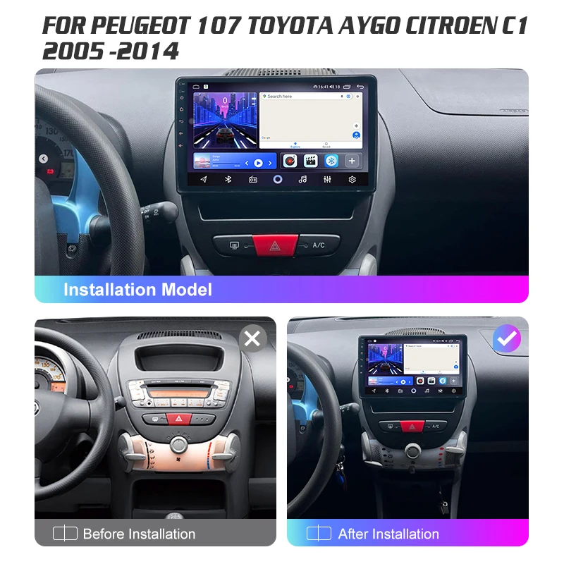 10 Inch For Peugeot 107 Toyota Aygo Citroen C1 2005-2014 Car Fascia Screen Adapter Stereo Radio Audio Dash Head Unit Navigation