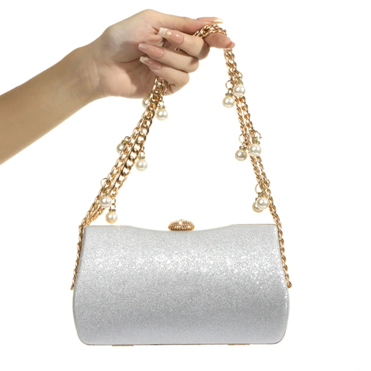 

Модная вечерняя сумка-клатч с жемчужной цепочкой, блестящая сумка через плечо для торжественных мероприятий, женская сумка-хобо, новинка 2025 года, элегантная форма