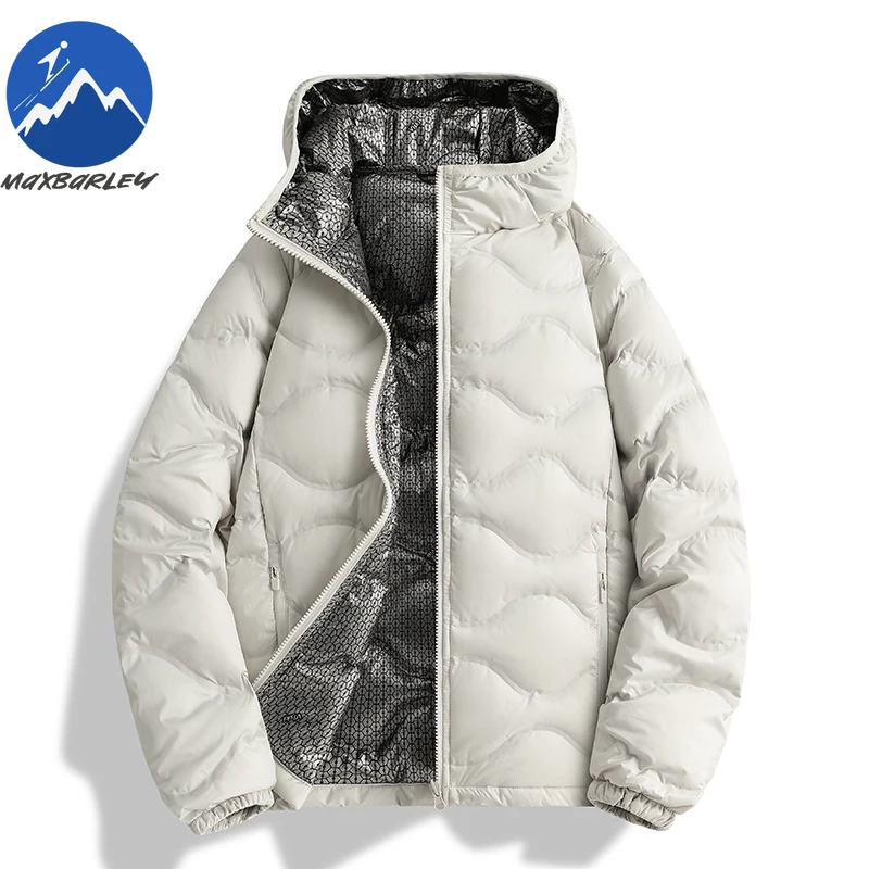 Maxbarley Graphene Down Jacket Men Fashion Hood Outdoor Snow Windproof Warm Coat Premium Travel Comfortable Winter Windbreaker