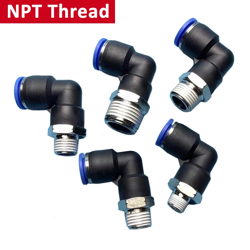 10PCS PL Elbow Pneumatic Fitting Hole 4 6 8 10 12mm NPT Thread 1/8