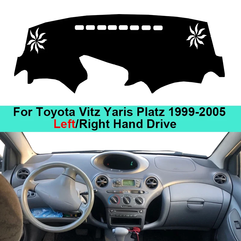 2 Layer Car Dashboard Cover Carpet Dashmat For Toyota Vitz Yaris Platz 1999-2005 LHD RHD Dash Mat Cushion Anti-sun Sun Shade