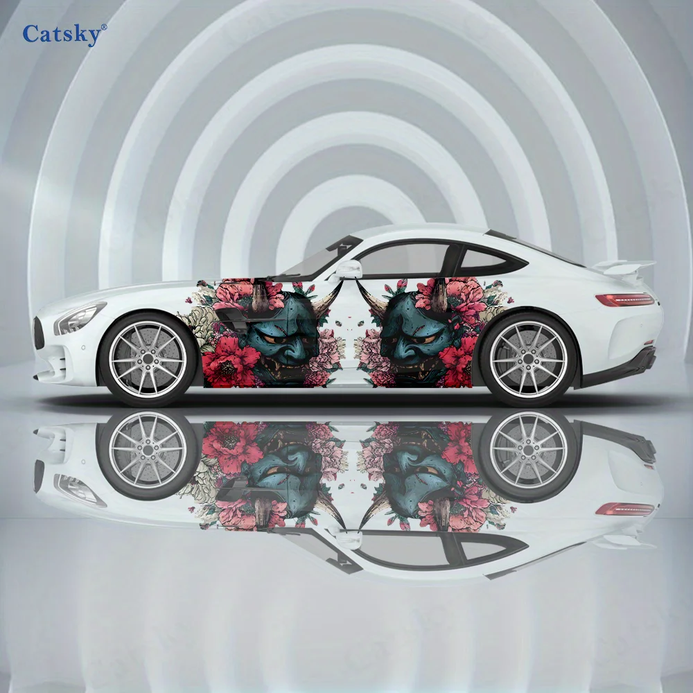 

Japanese Prajna Mask Flower Car Vinyl Wraps Decal Self-adhesive PVC Sticker Suitable for Trucks SUV Decor Auto Accessories Gift