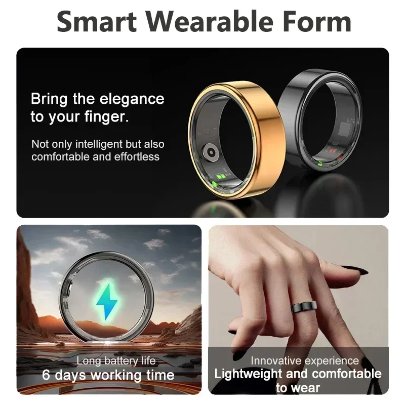 R02 Smart Ring Blood Pressure Oxygen Sleep Heart Rate Step IP68 Waterproof Monitoring Multiple Sports Mode Men Women Gifts