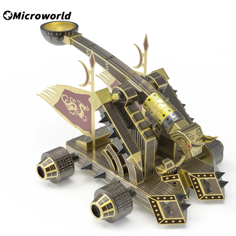 Microworld 3D Metal Styling Puzzle Game Catapult Chariot Model Kits Laser Cutting DIY Assemble Jigsaw Toys For Teen Adults Kids
