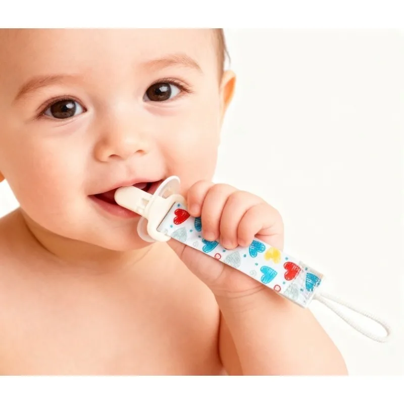 Baby Pacifier Clip Holder Anti Drop Strap Baby Stroller Accessories for Newborn Infant Safety Cartoon Ice Cream Strawberry Print