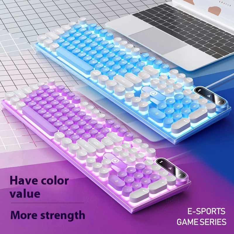 Wired E-Sports Game Keyboard 104 Keys Abs Material Usb Interface Thin Film Wired Keyboard Laptop Desktop Computer Office Game