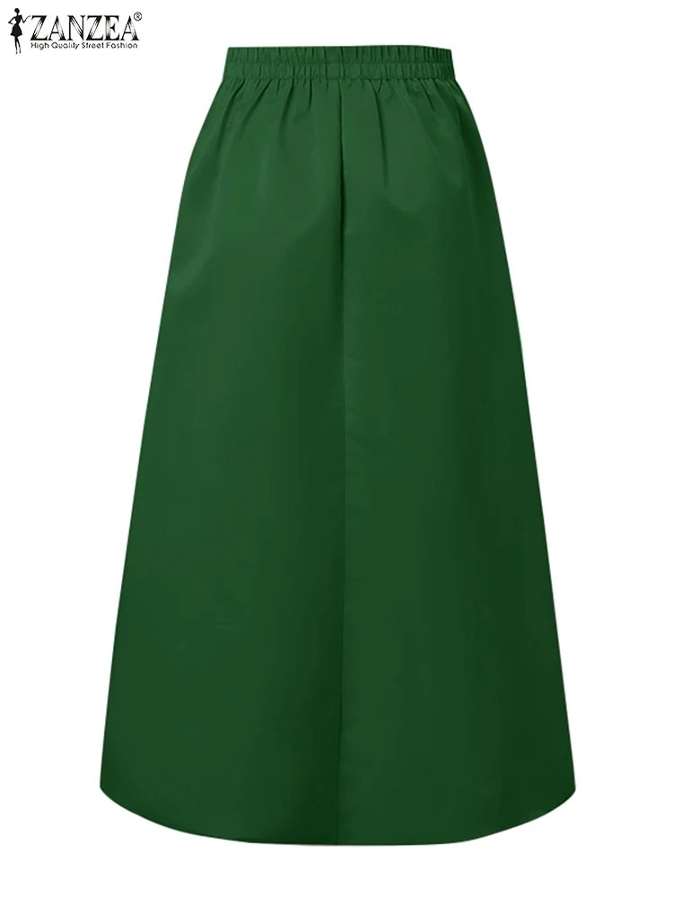 ZANZEA Elegant Women Irregular Hem Skirt 2025 Autumn Satin Jupes Holiday Cross Design Maxi Overskirts Solid Oversized Skirts