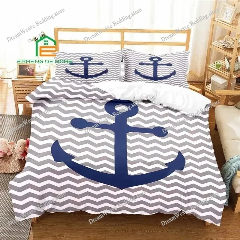 

Nautical Anchor Pattern Duvet Cover Set Bedding for Aldult Kids Bed Set Game Quilt Cover Comforter Cover Bedding Set Luxury Gift