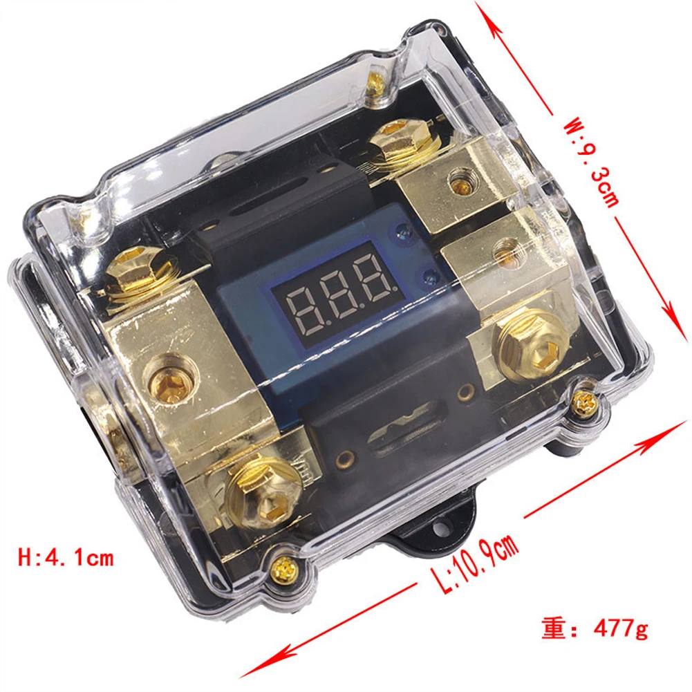 1 Way in 2 Way Out Power Distribution Block with LED Display Stereo Distribution Block Car Stereo Fuse Holder for Truck Vehicle