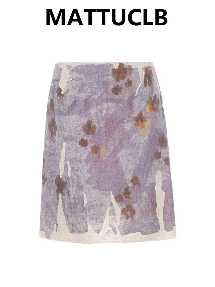 Summer Women Midi Skirts French Vintage Tie Dye Split Korean Fairycore Vacation Evening Party 2026 Korean Stylish Female 2026