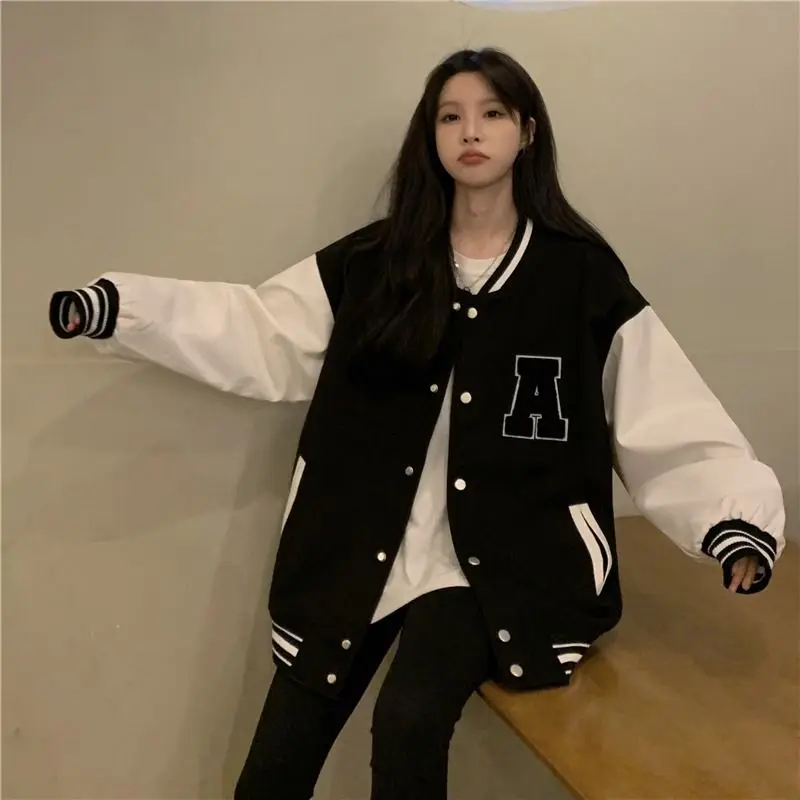 Deeptown Varsity Baseball Jacket Women Harajuku Fashion Korean Streetwear Bomber Jackets Couple Uniform Oversized Coats Female