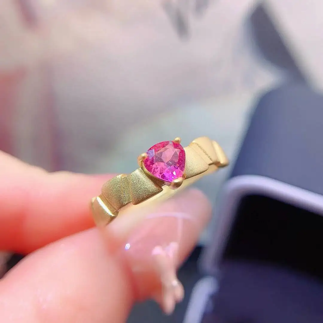 

KJJEAXCMY New style Jewelry Natural Women's Tourmaline Ring 925 silver inlay Brilliant colors High clarity supports detection