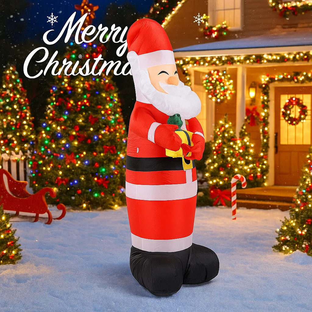 4.92FT مصباح ليد نفخ سانتا كلوز لعبة عيد الميلاد ساحة الحديقة زينة لوازم ديكور المنزل حفلة حلية عيد الميلاد هدية عيد