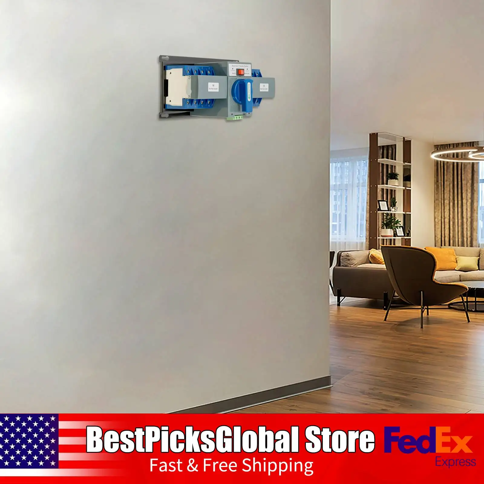 

4P 63A Dual Power Automatic Transfer Switch CB Level 110V Mini Dual Power Changeover Switch for Meter, Inverter