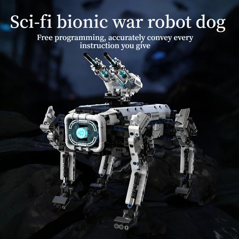 1163 PCS STEM Programmable Sci-Fi Bionic War Robot Dog Building Blocks Model Can Be Remotely Controlled Gift For Children Kids