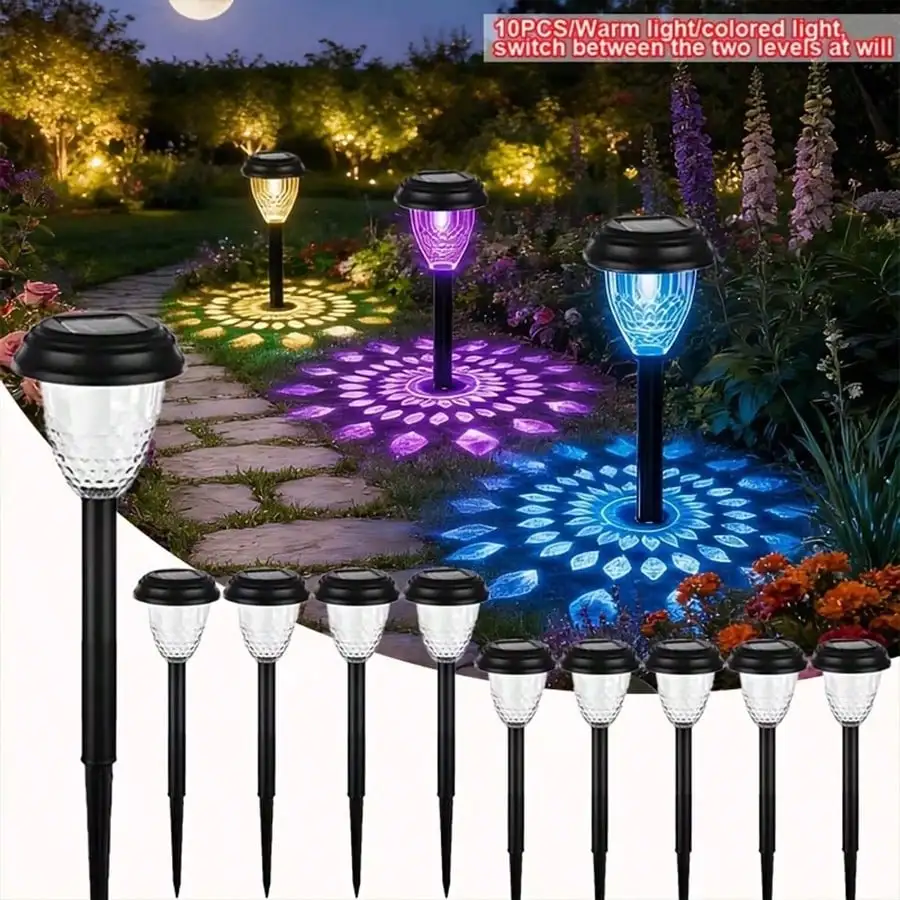 10pcs Outdoor Solar Lights, IP44, 1800mAh,Continuous Lighting From Dusk To Dawn, Mandala Pattern/ Outdoor, Suitable For Christmas, Patio, Wedding, Garden Decoration, Easter Decoration - Lawn | Solar Outdoor Lights