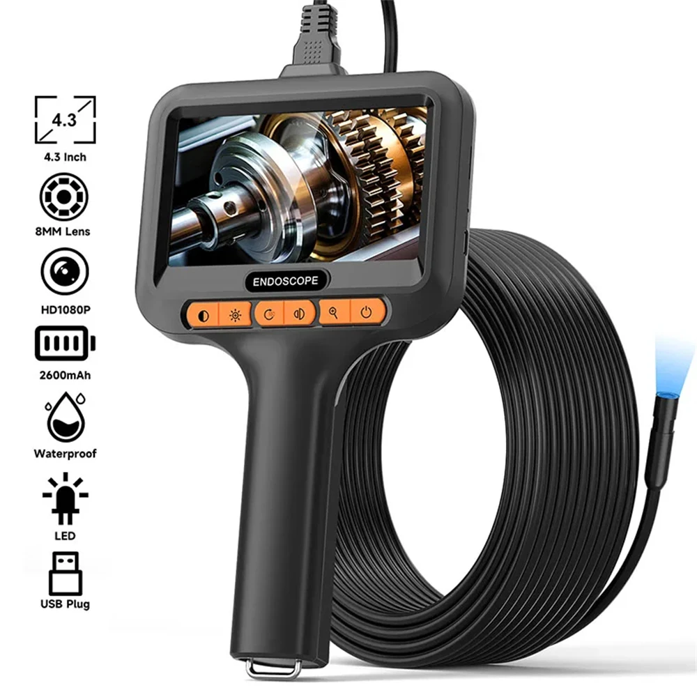 

Industrial Handheld 4.3'-inch IPS Screen HD 1080P 8mm Endoscope 8LEDs IP67 Waterproof Auto Repair Plumbing Maintenance Appliance
