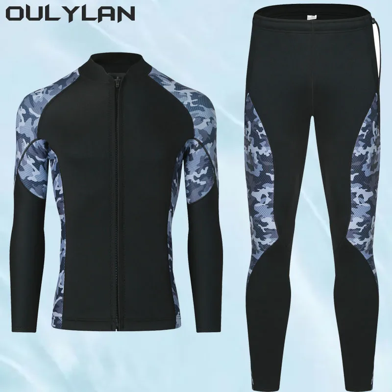 

Oulylan Wetsuit Split Body Jacket Pants Long Sleeve Swimsuit Water Sports Diving Clothing 2mm Diving Suit for Women Men